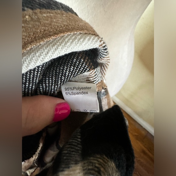 Shacket Duster khaki black plaid field jacket trench coat flannel Barn Chore - Picture 10 of 10